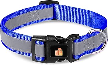 Pet Me Nylon Highly Reflective Dog Collar,Cat Collar,Puppy Collar, Quick Release Buckle, Pet Training Collars for Puppy Small Medium Large Dogs (X-Small, Blue)