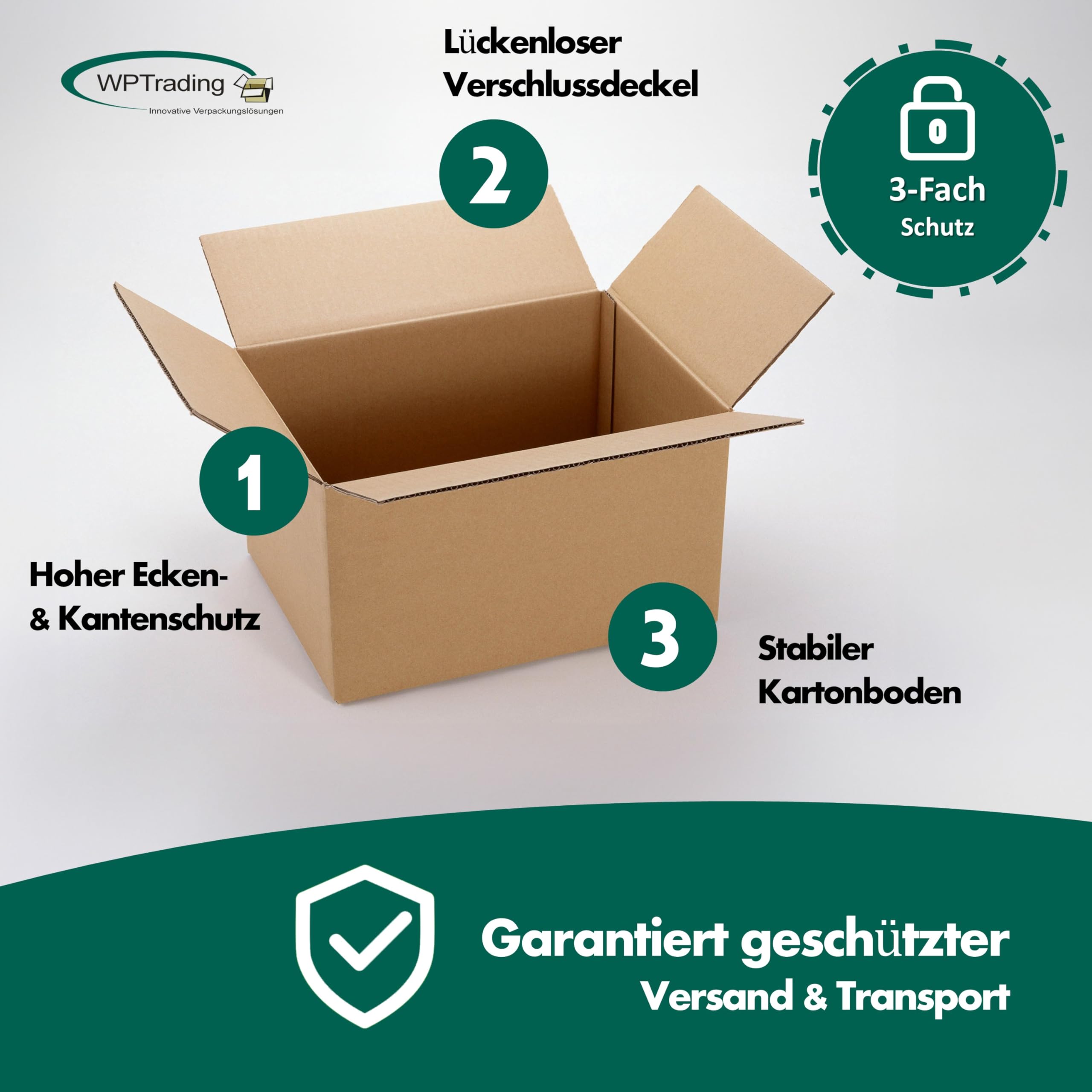 10 Stück Versandkarton 2-wellig 485 x 385 x 370 mm Wellpappe (Nr. 2W-5) Braun - Kartonagen für Warenversendung, Paket & Päckchen groß (L) - Karton Versandverpackung extra stabil