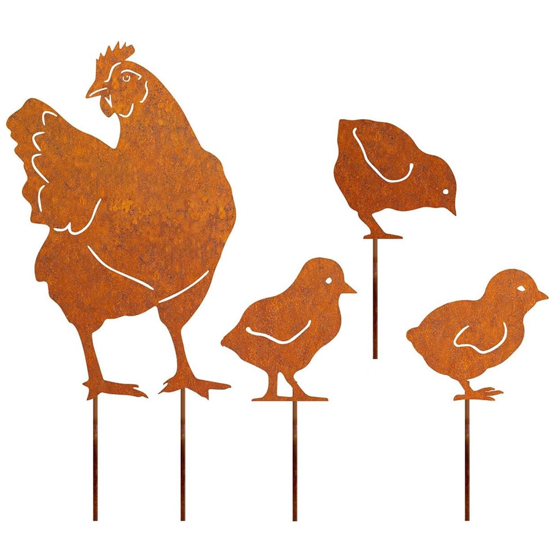 Awnsimfreien Brown Decorative Garden Stakes, Chicken Statue 4Pcs Silhouette Acrylic Chicken Yard Decor Hen And Chicks Decorative Garden Stakes For Outdoor Lawns Yard Gardens, Decor