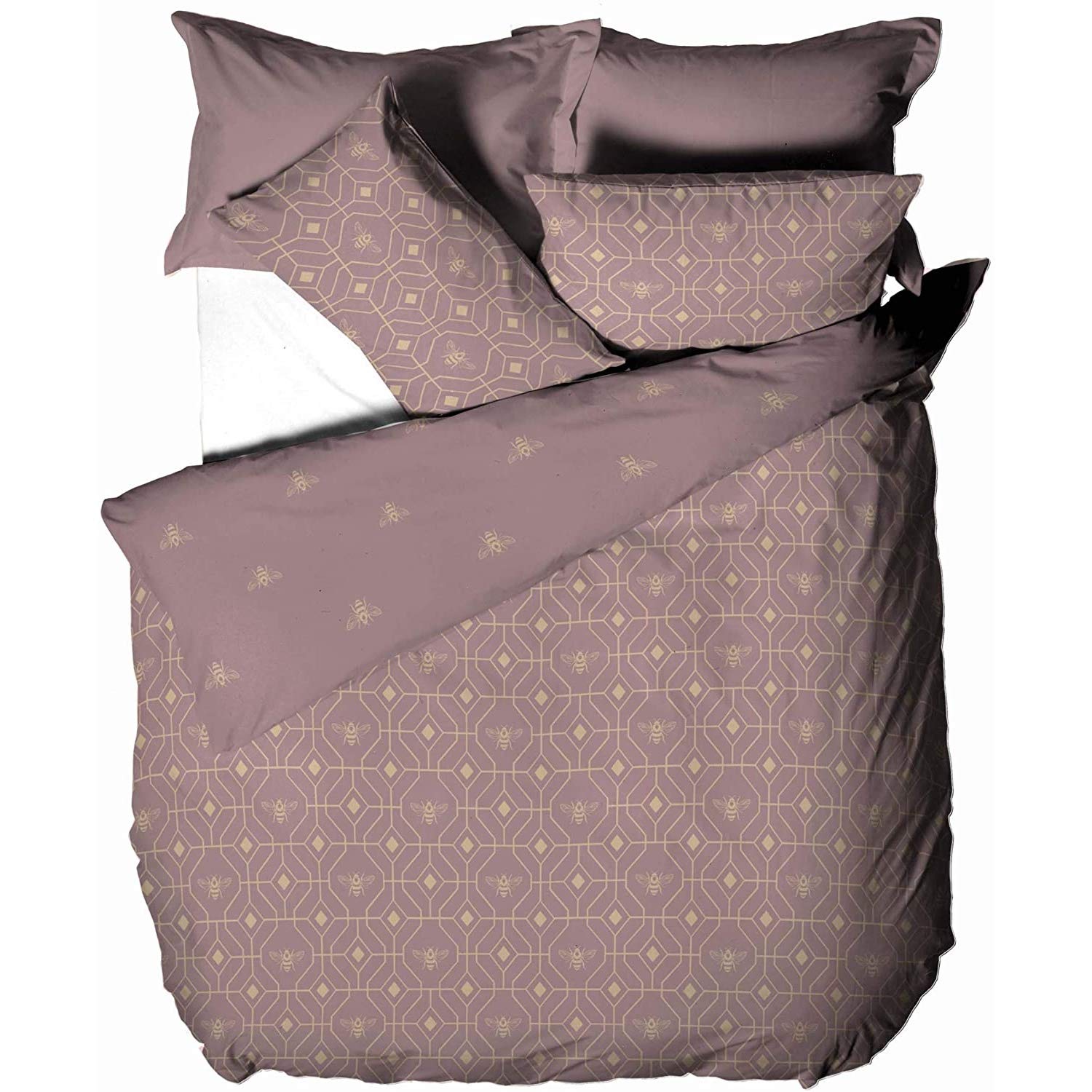 Furn Bee Deco Geometric Reversible Duvet Cover Set - Single Size - Light Pink