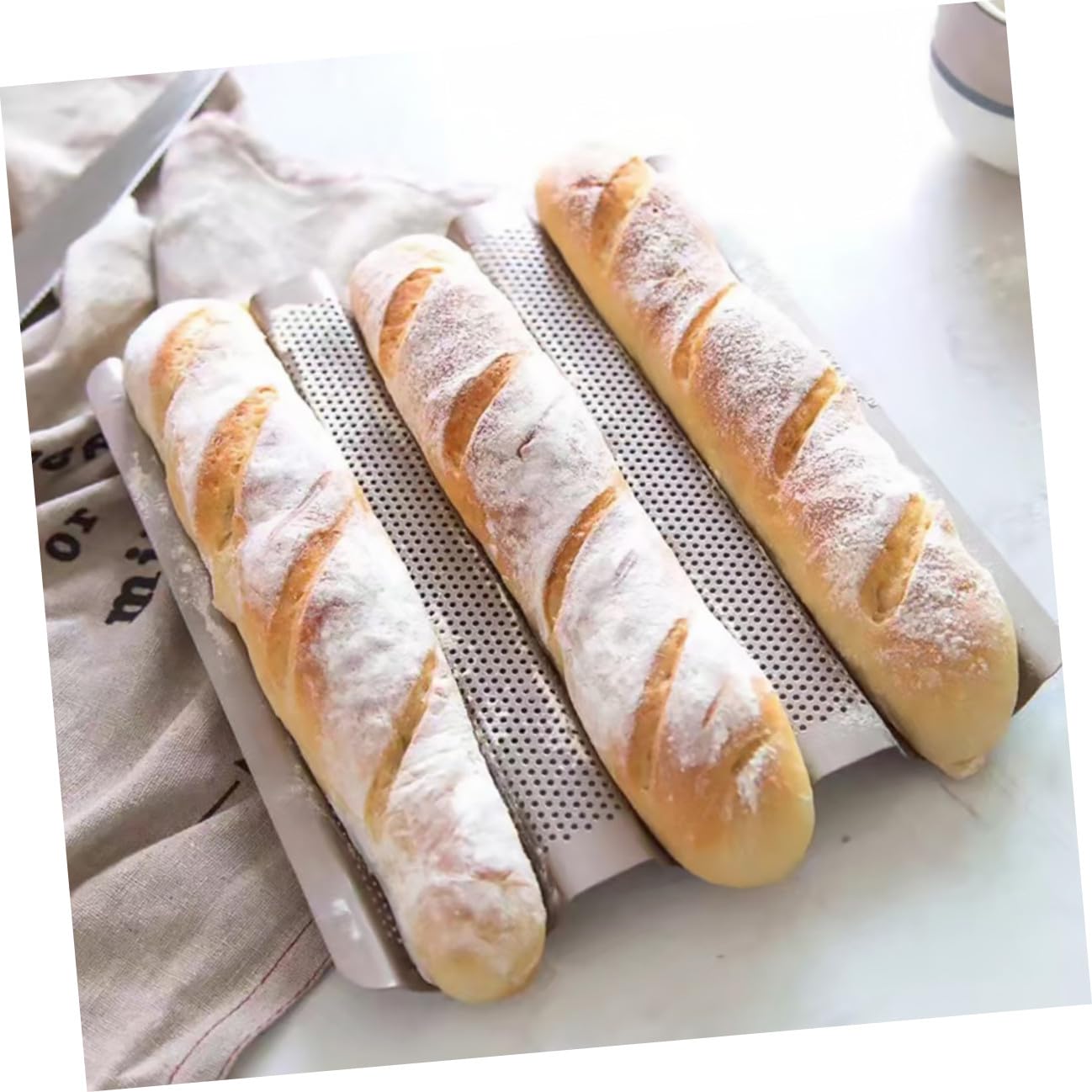 Moule à Pain Français à 3 Fentes en Acier au Carbone 2Pcs Ambiance Noël