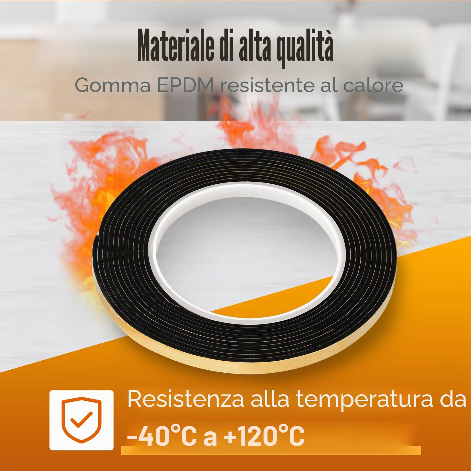 Ancable Nastro sigillante per piano cottura in vetroceramica, 3,3 m x 7 mm x 2 mm, guarnizione per piano cottura in vetroceramica, guarnizione con raschietto, 1 pezzo, nastro di montaggio autoadesivo