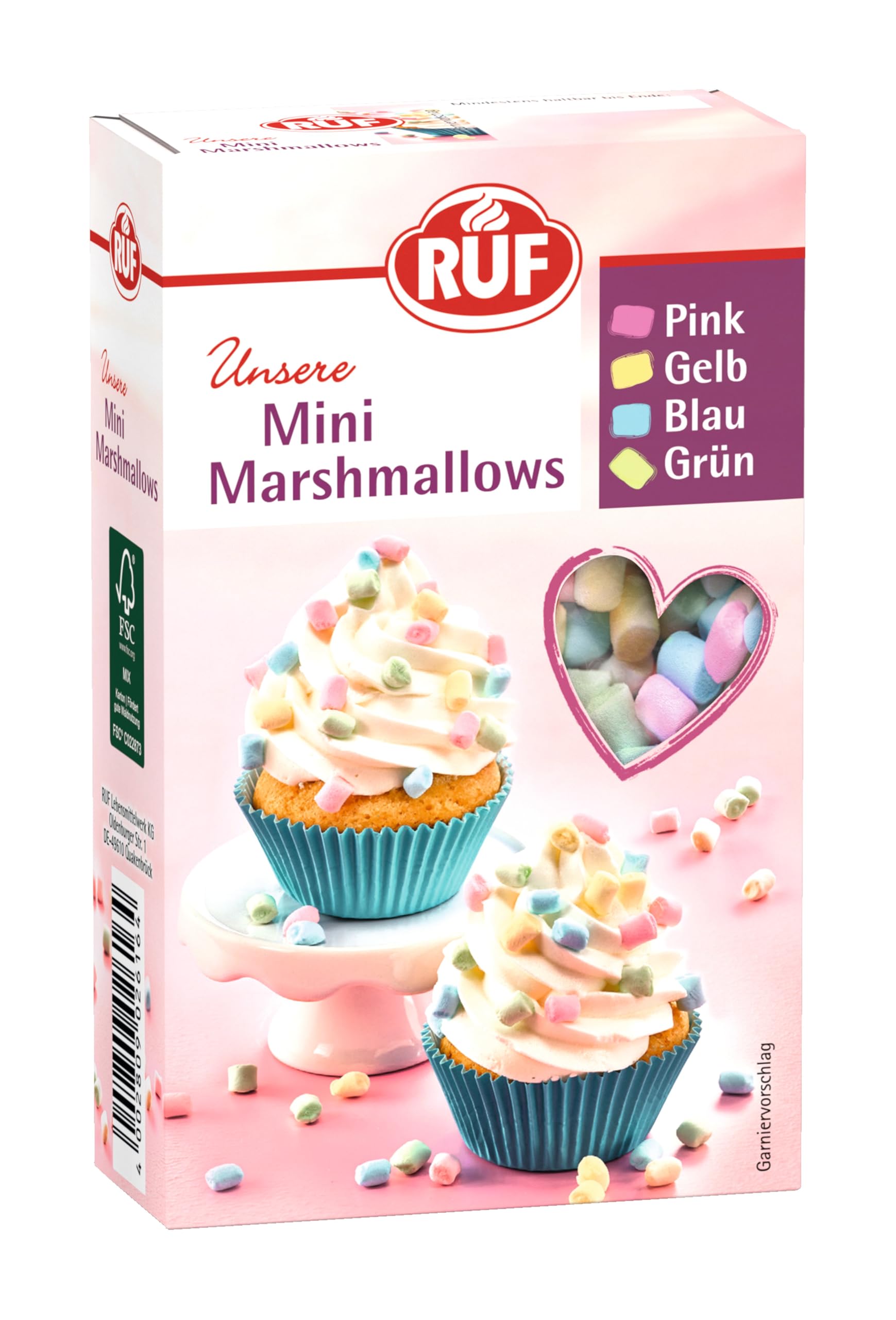 RUF Mini Marshmallows, Mäusespeck in Pastellfarben zum Dekorieren von Torten & Cupcakes, Topping für Heißgetränke