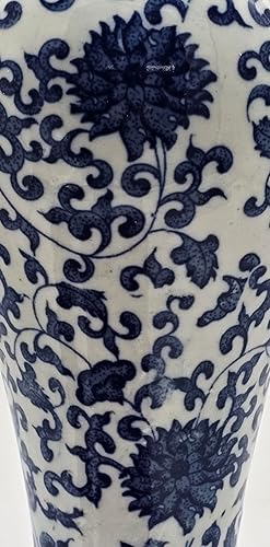 Miniatura 5 de Festcool Florero de porcelana floral azul y blanco, jarrón de China, jarrón decorativo, Jingdezhen, 12.5 pulgadas