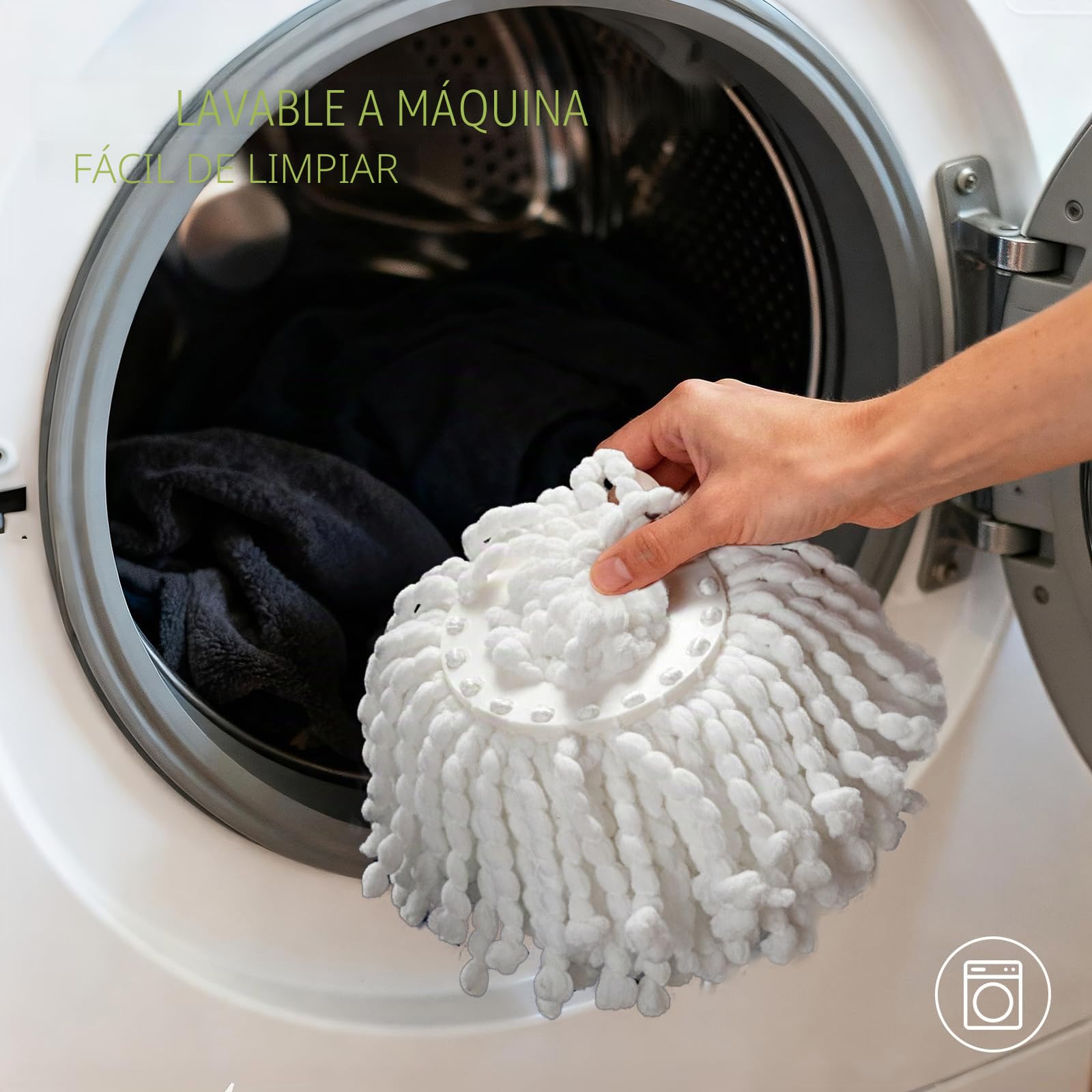Masthome Juego de Fregona y Cubo,Sistema de Cubo de Fregona Giratoria,con 3 Almohadillas de fregona,2 en 1 Fregonas y Cubos Escurrefacil con Pedal,Adecuado para el hogar o la Oficina
