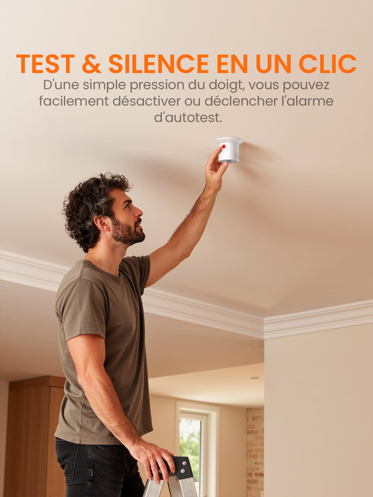 Heiman Mini détecteur de monoxyde de Carbone certifié en 50291 - Durée de Vie du capteur : 10 Ans - Bouton de Test - HS1CA