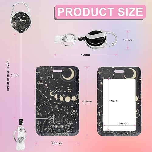 Miniatura 2 de Paquete de 3 portatarjetas resistentes con carrete retráctil, etiqueta de identificación con nombre de trabajador, clip de mosquetón, protector de