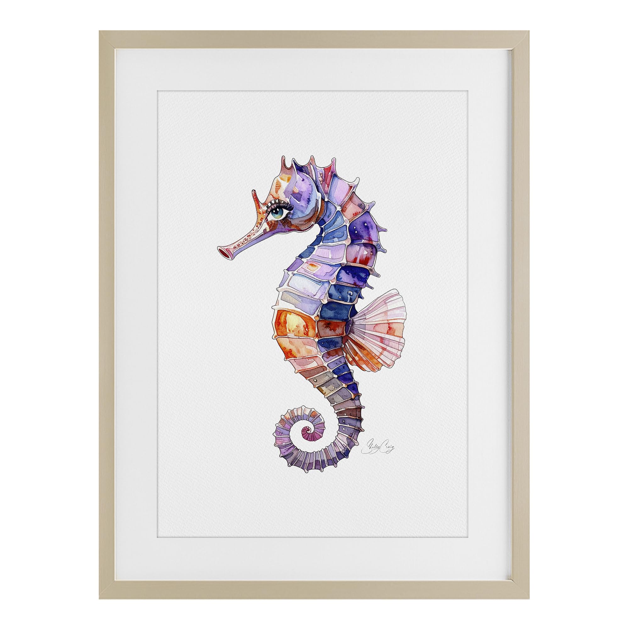 'Sea Whisper Seahorse'| Framed Print Under Glass