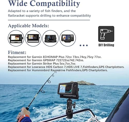 Miniatura 4 de Base de montaje para buscador de peces, soporte universal de rotación de 360, soporte electrónico de nailon y acero inoxidable para barco marino,