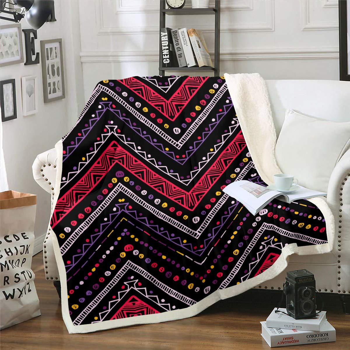 AILONEN Coperta In Pile Sherpa Con Occhio Del Male – 119x79 Cm – Morbida E Leggera Per Divano E Cameretta