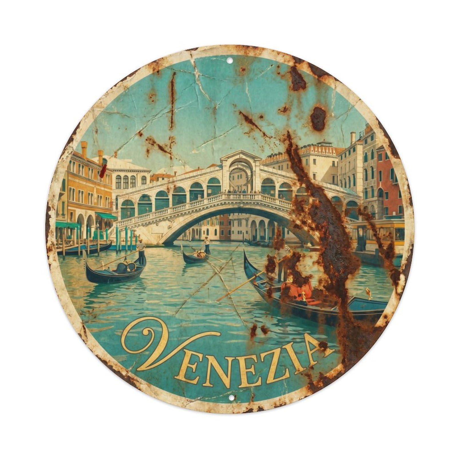 Vintage Travel Venetian Gondola Europe 3 Metal Tin Sign Plaque