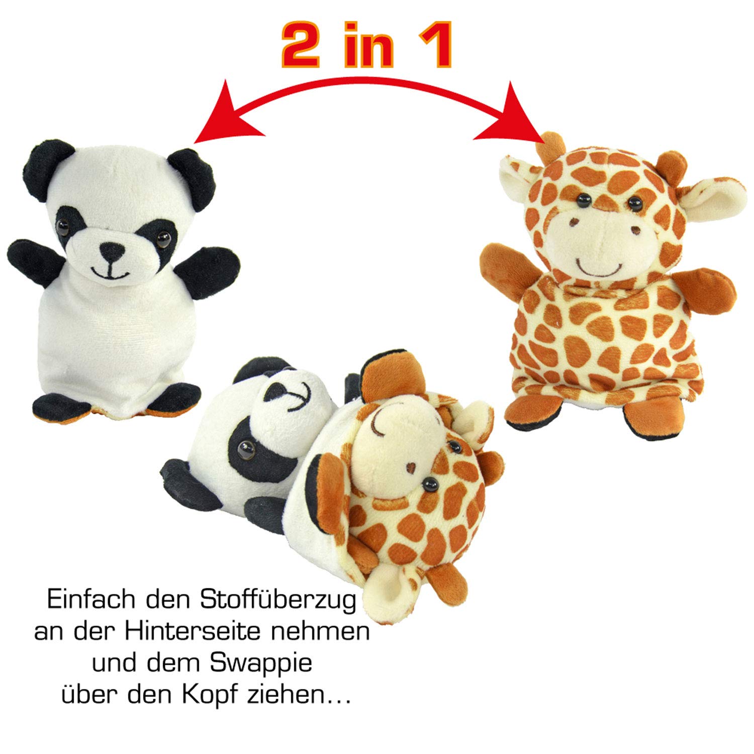 Peluche Réversible Swappies – Vache / Lion, 2 En 1 – 15 Cm, Polyester Lavable – Jouet Pour Enfants
