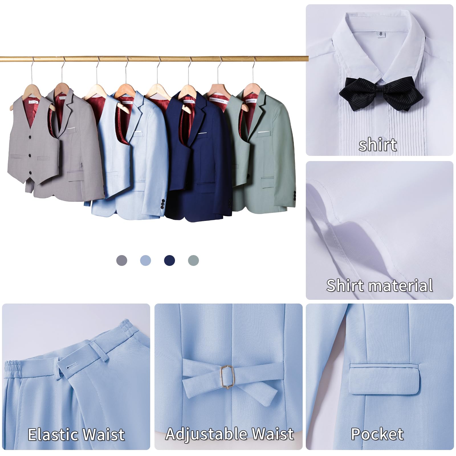 Traje formal para niños, traje ajustado para niños, traje para adolescentes, niños pequeños, vestido de boda, comunión