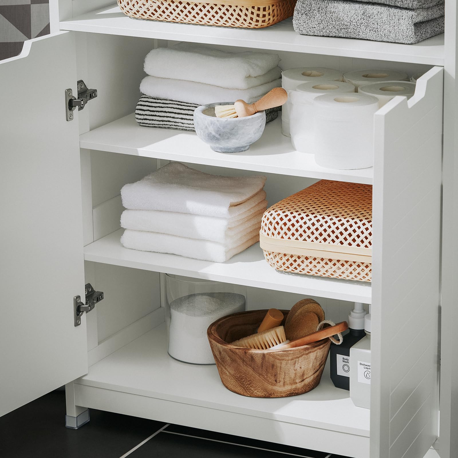 SoBuy Mobile da bagno Armadietto da terra Due ante Doppia apertura Bianco 70x35x90cm BZR121-W