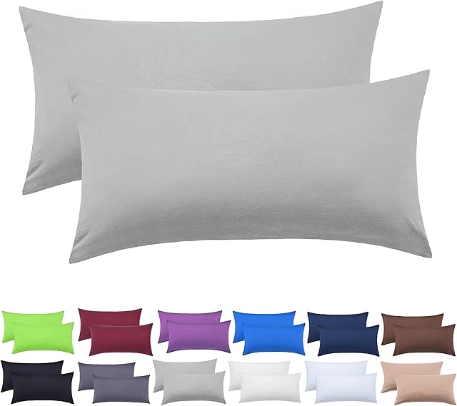 NatureMark Zestaw 2 poszewek na poduszkę z dżerseju, poszewka na poduszkę dla osób śpiących na boku, wiele rozmiarów i kolorów, Öko-Tex (40 x 60 cm, nadaje się do poduszek pod kark), kolor