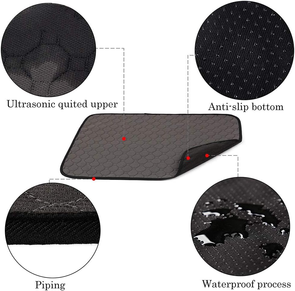 review Dog Bed Mat,Waterproof Kennel Pad with Anti Slip Bottom for Small Medium and Large Dogs Cats Washable Pet Mat for Eating Bowls,Dog Cages,Cars Sofa,Grooming, Post-Surgery Recovery,Dog Crate Pad,Grey,L
