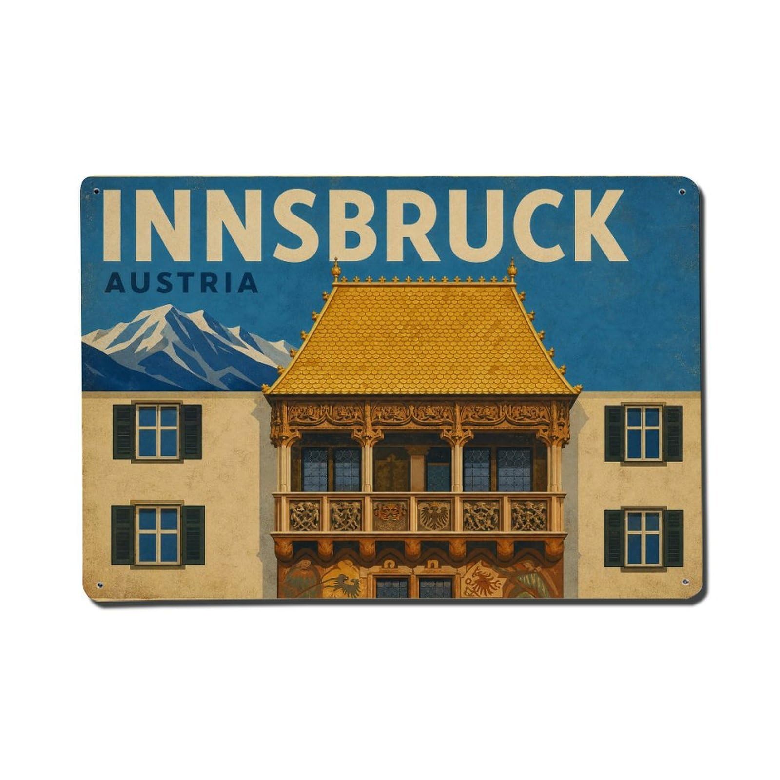 Retro Travel Austria Innsbruck Metal Tin Sign