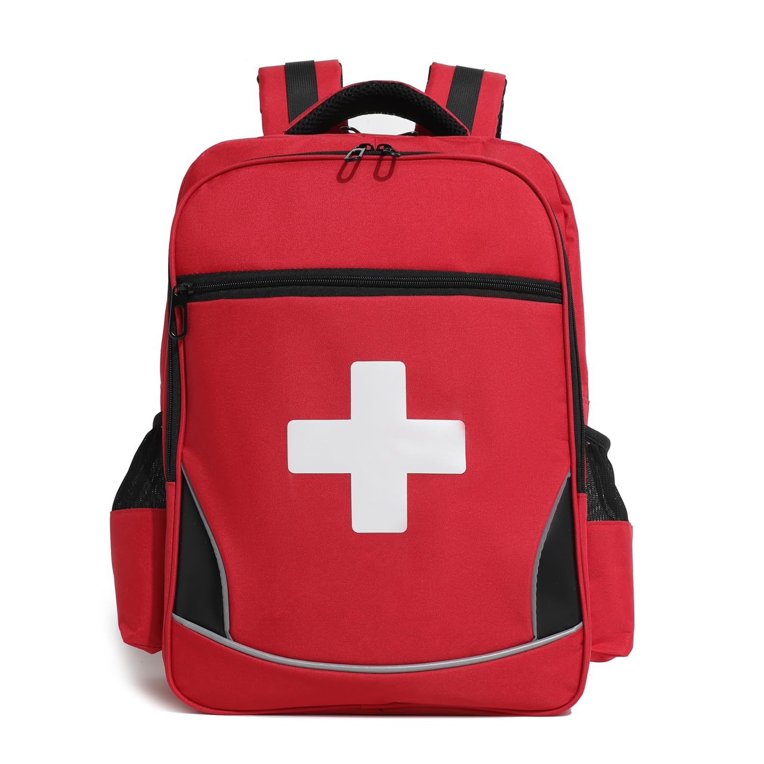 First Aid Medical Backpack Empty Nurse Treatment First Responder Trauma Bag for Camping Cycling Hiking Paramedic Bag EMT, Red, Large, Red Cross-image-46