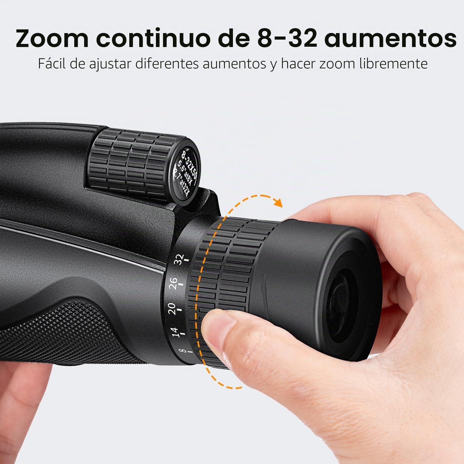 K&F Concept 8-32X50 HD Monocular Telescopio Zoom Continuo con Clip de teléfono móvil para observación de Aves, Caza, Senderismo, conciertos