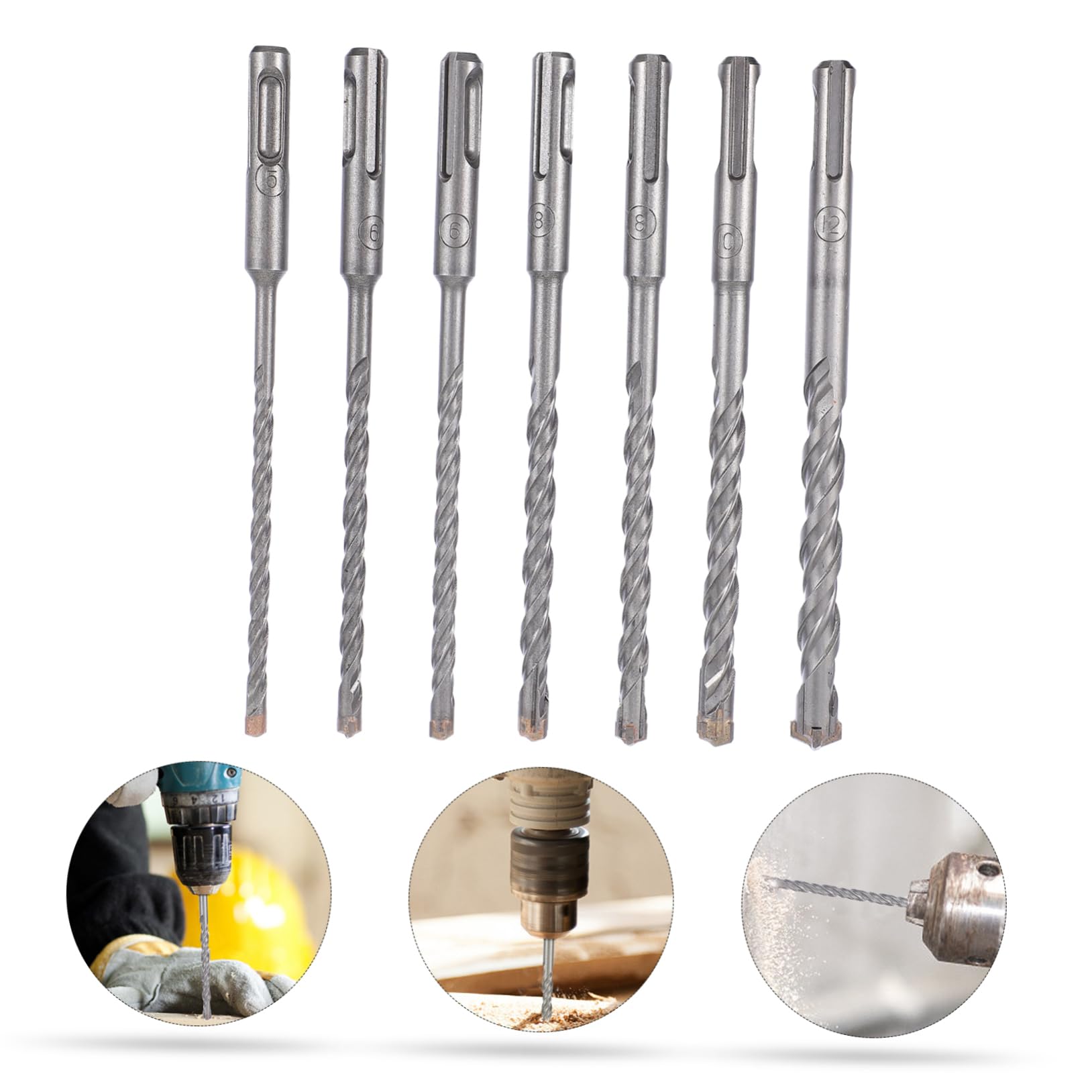 IWOWHERO 7pcs Electric Drill Bits Masonry Drill Bit Set Steel Drill Bits Professional Drill Bit Tools for Wood Plastic Aluminum Steel