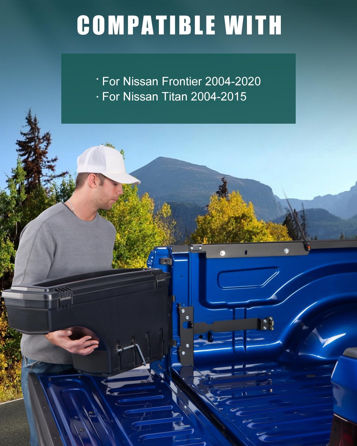 SCITOO Truck Bed Tool Box for Nissan Frontier 2004-2020 Left & Right Side,Multi-Compartment Dividers Organized Storage,Heavy Duty & No-Drill Installation