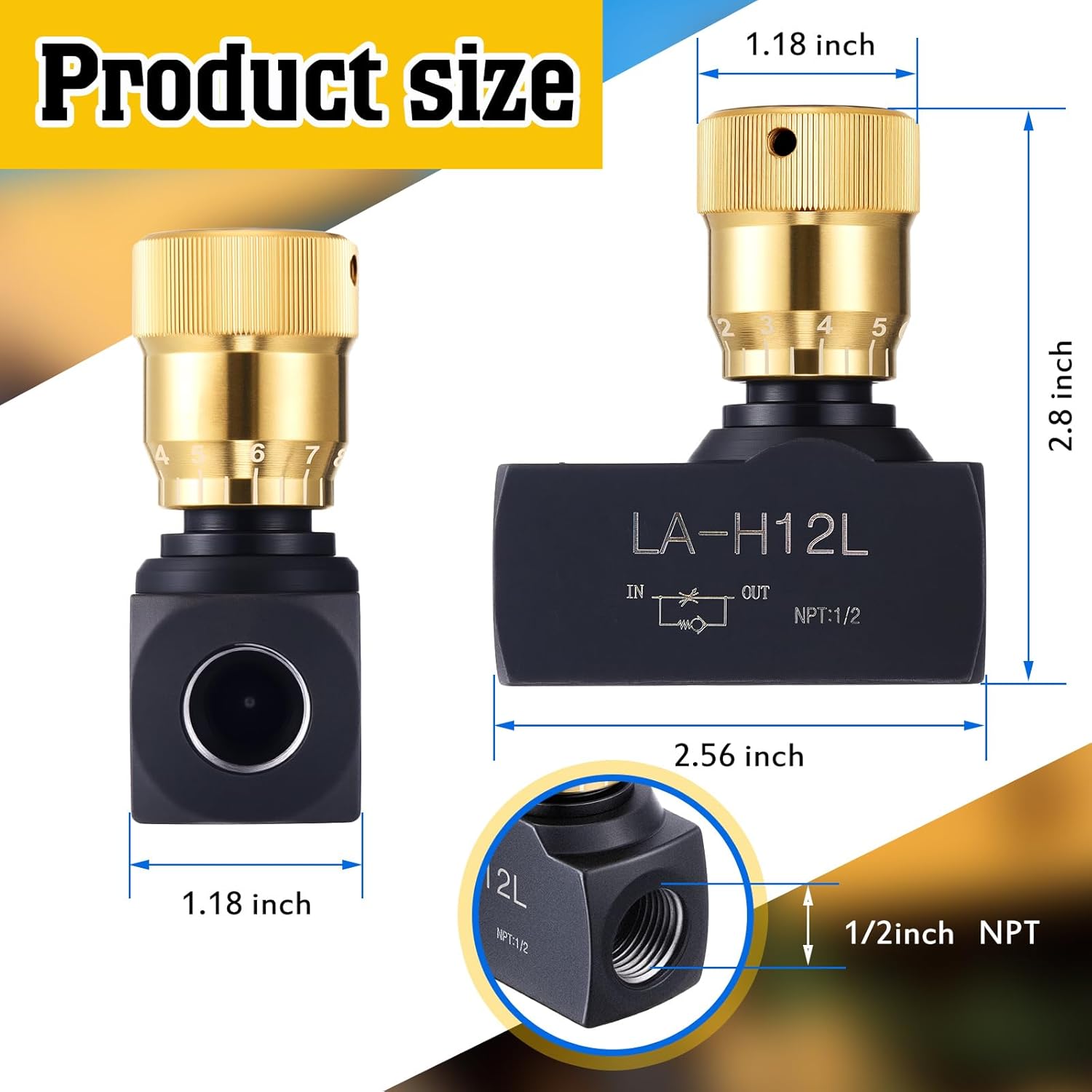 Pelopy 1/2 Inch Npt Ports Hydraulic Flow Control Needle Valve Single Direction Carbon Steel Hydraulic
