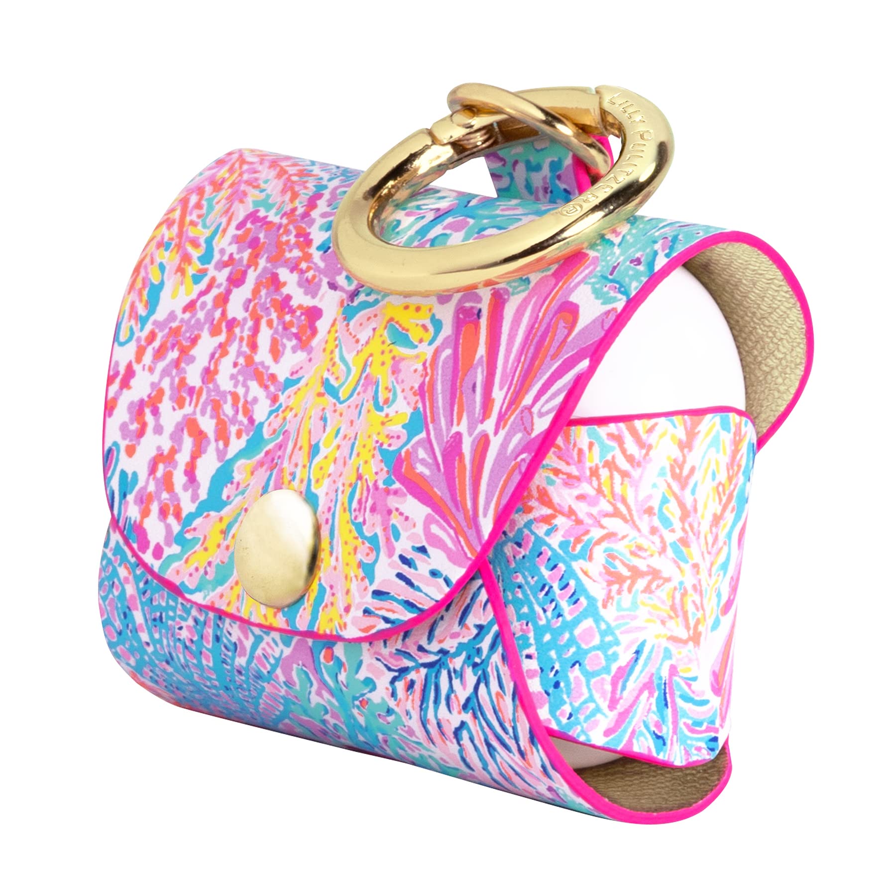 Lilly PulitzerLeatherette AirPods Pro Holder, Cute Keychain Case with Access to Charging Port, Splashdance
