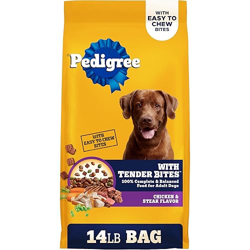 Pedigree with Tender Bites Adult Dry Dog Food, Chicken and Steak Flavor, 14 lb. Bag
