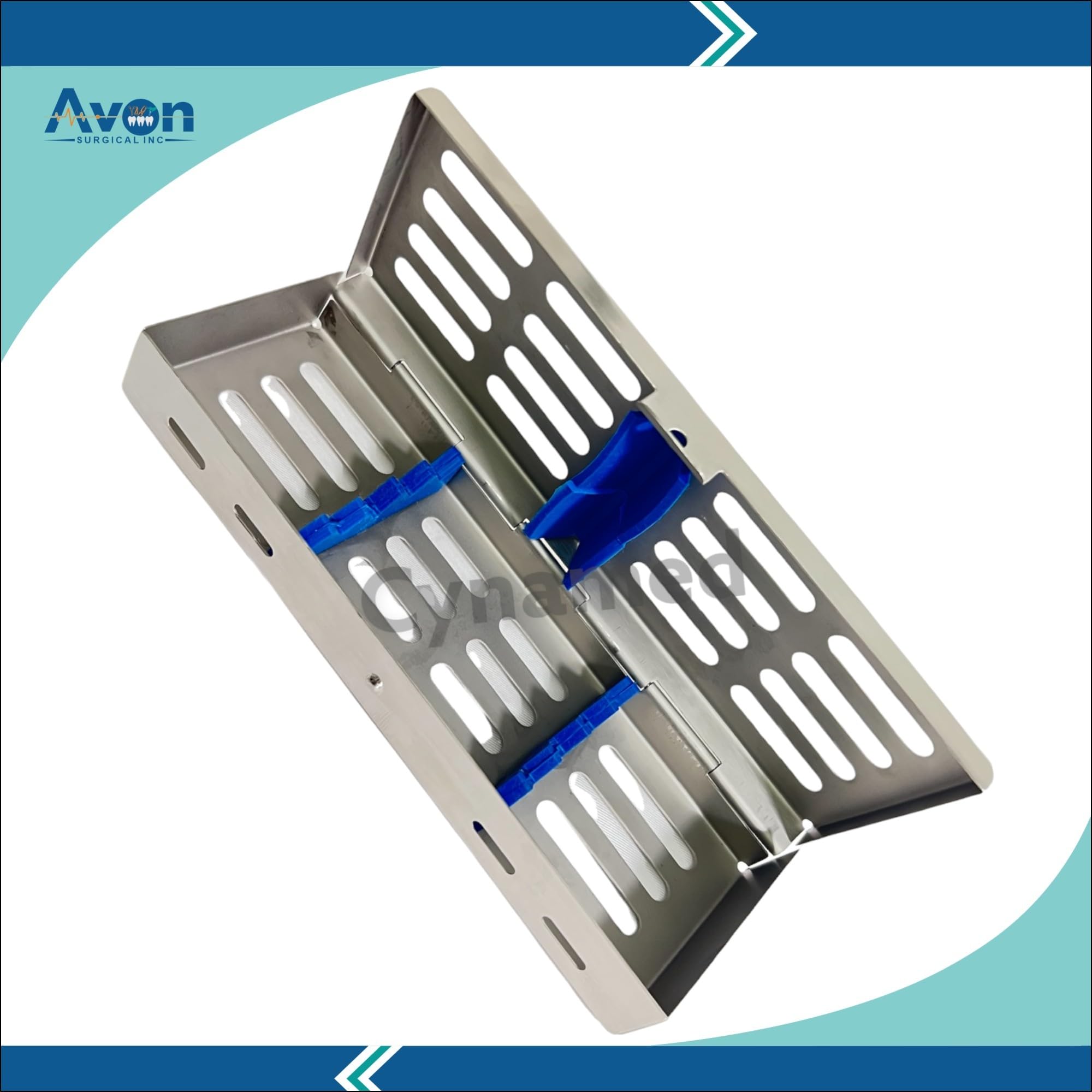 5 Pack | Sterilization Box for 5 Instruments with Silicone Inserts | Blue, Green, Orange, Pink, Red | German Stainless Steel Autoclave Box | for Dental Instruments Sterilization