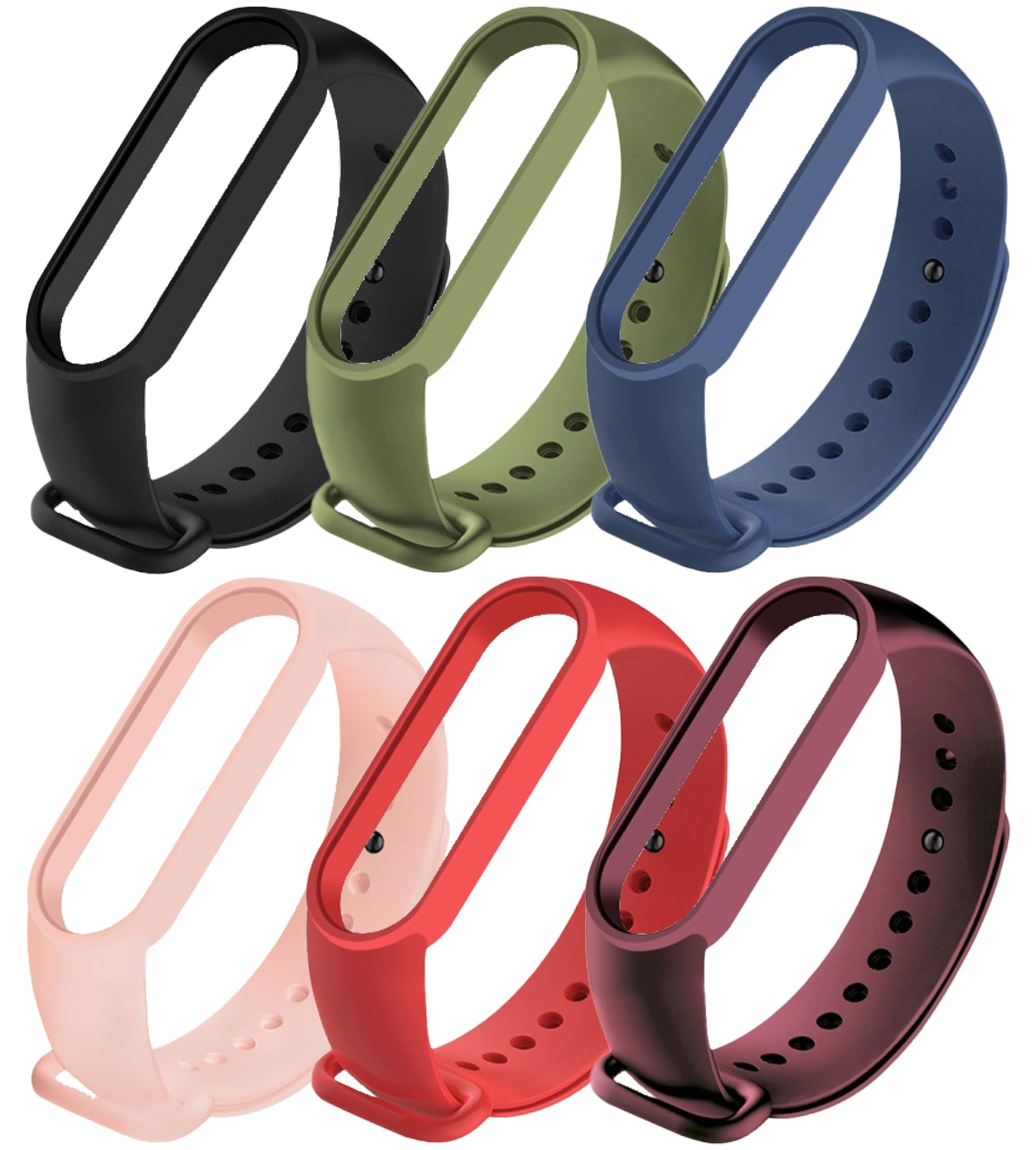 CERLINK Mi band 5 Straps Mi Band 6 Amazfit Band 5 Strap for Xiaomi Mi Band 5/6 Replacement Smartwatch Wristband Sports Fitness Band Straps Strechable Silicone Straps Pack of-6-image-16