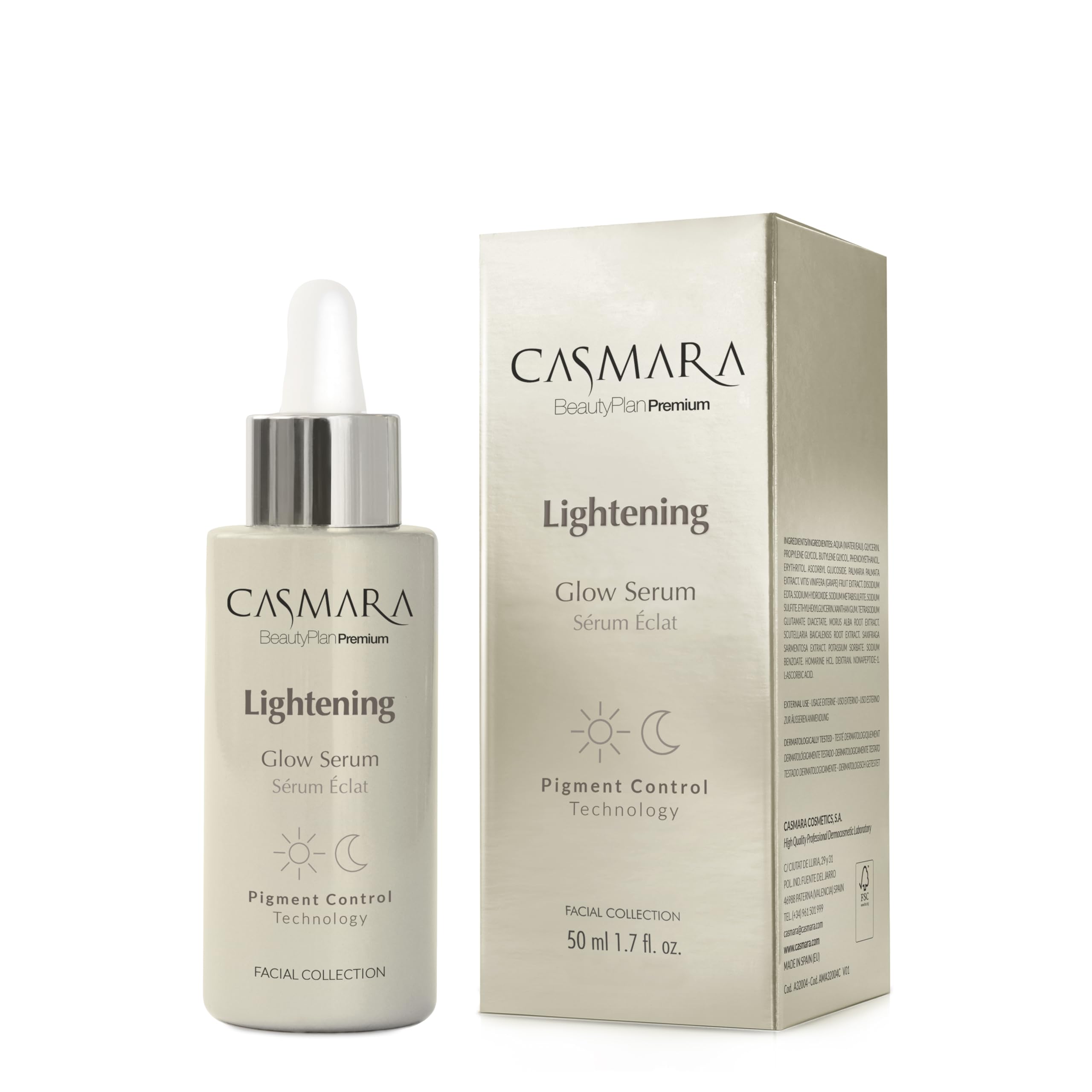 Casmara | Lightening Glow Serum | Sérum iluminador | Previene las manchas y unifica el tono | Efecto "​buena cara" al instante | 50 ml