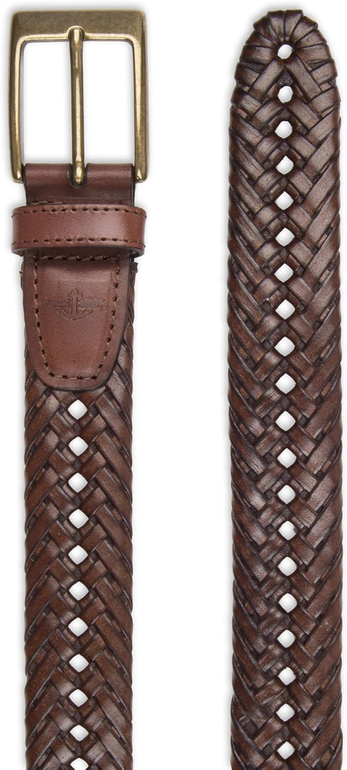 Dockers Men's Braided Belt, tan Glazed, 36