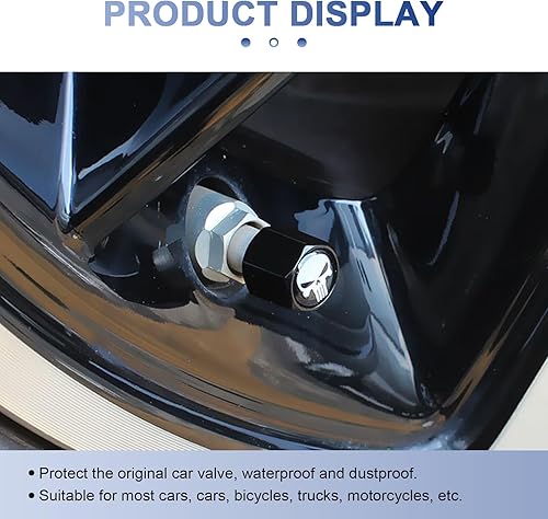 Miniatura 6 de 4 tapones para válvulas de neumáticos de automóvil, accesorios universales de metal para válvula de neumático de bicicleta, accesorios para SUV y