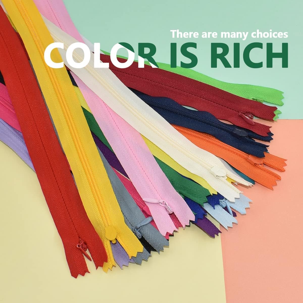 RIANZ® 8 Inch - 30 Pcs Nylon Invisible Zippers, Sewing Bulk Zip Supplies in 15 Colors for Tailor Sewing Crafts, Dresses, Skirts, Pants and DIY Crafter's Special (Multicolor - Pack of 30) 3
