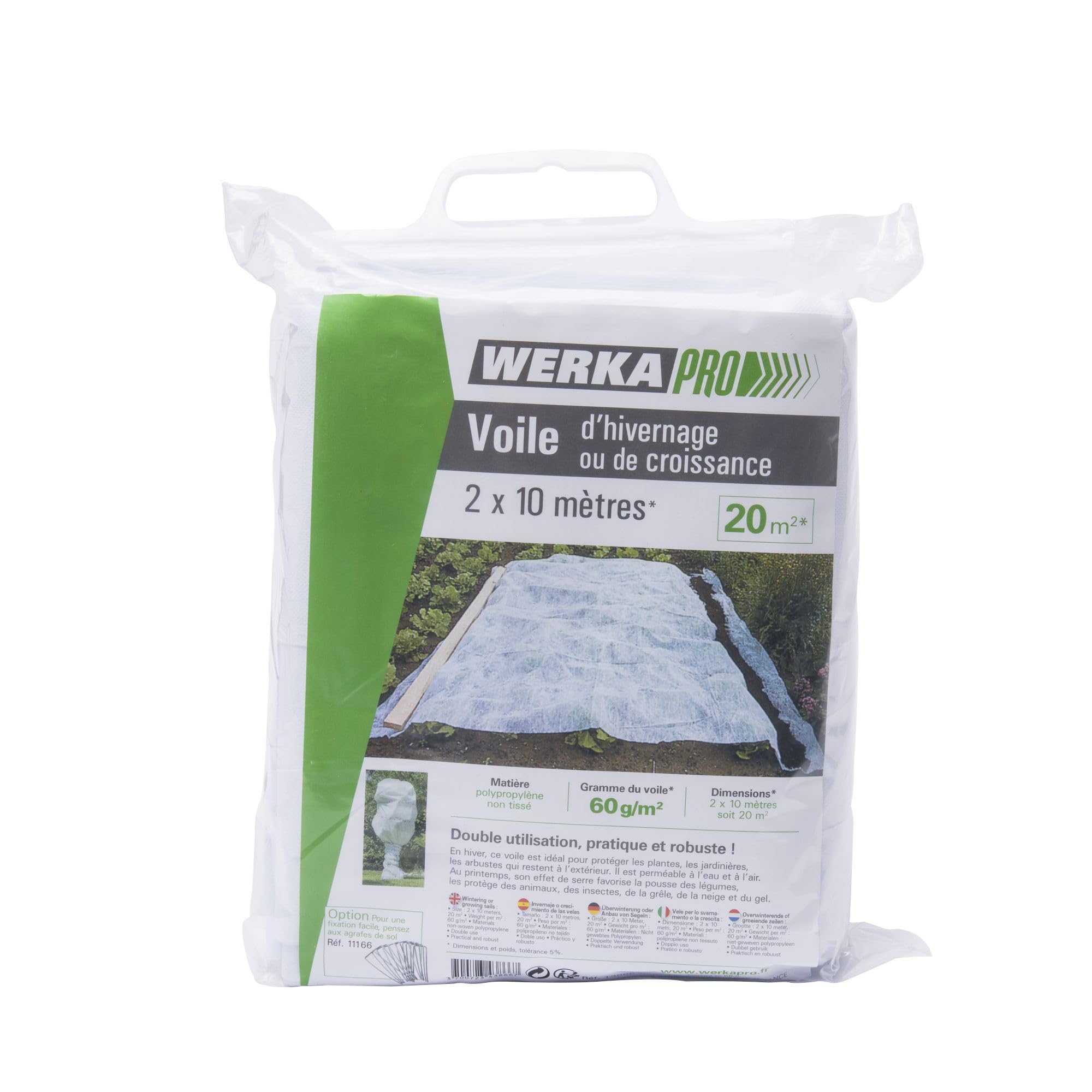 Voile D'Hivernage Blanc WERKA PRO 60g/m² - Protection Contre Le Gel Pour Plantes, Légumes, Arbustes - Perméable à L'Air Et à L'Eau - Taille 2x5 M