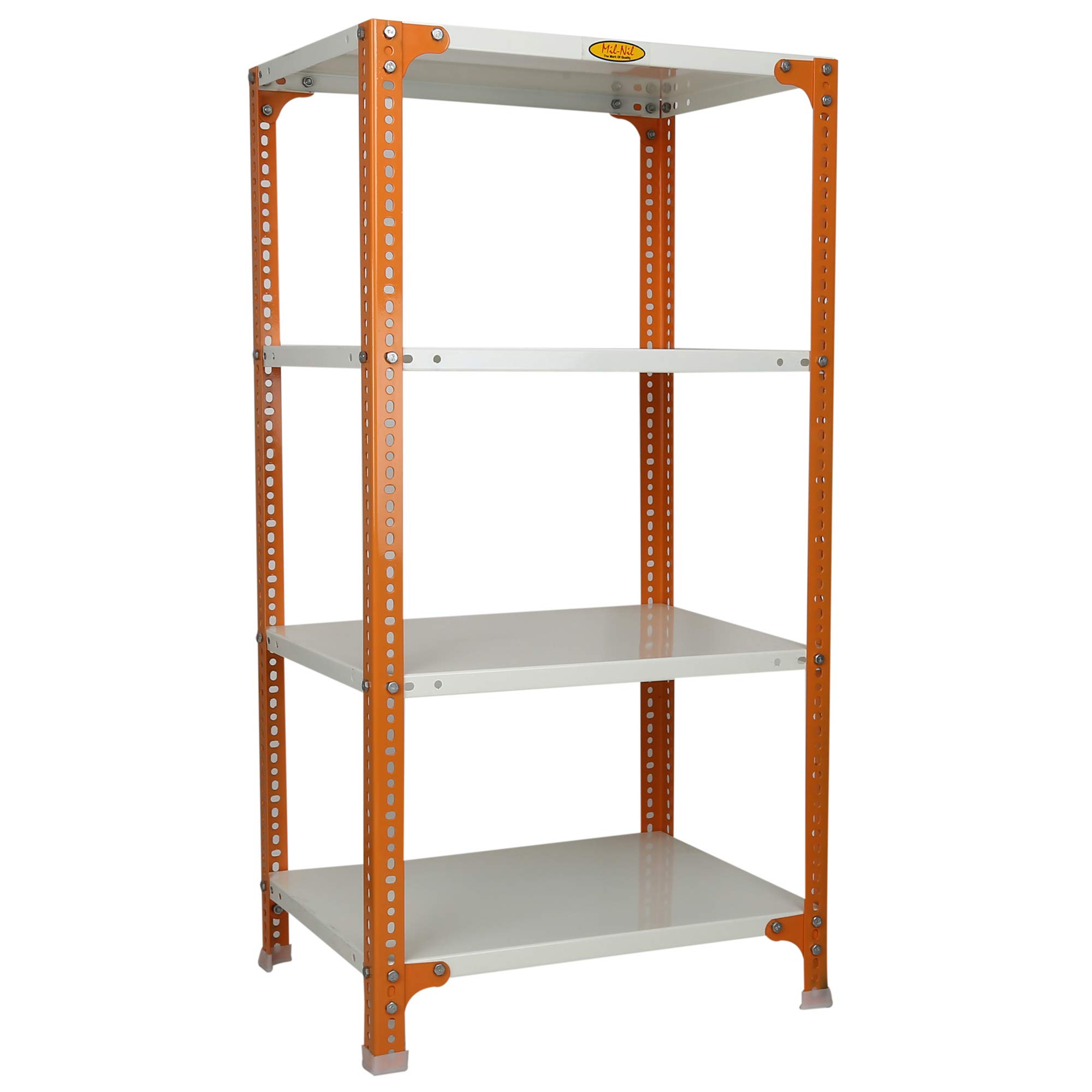 Mil-Nil Prime CRC Sheet 4 Shelf Multipurpose Slotted Angle Rack, 48 x 24 x 18 Inch (48 x 24 x 18, Orange-Ivory) 16 Gauge Angles (B0845ZTW61) Amazon Price History, Amazon Price Tracker