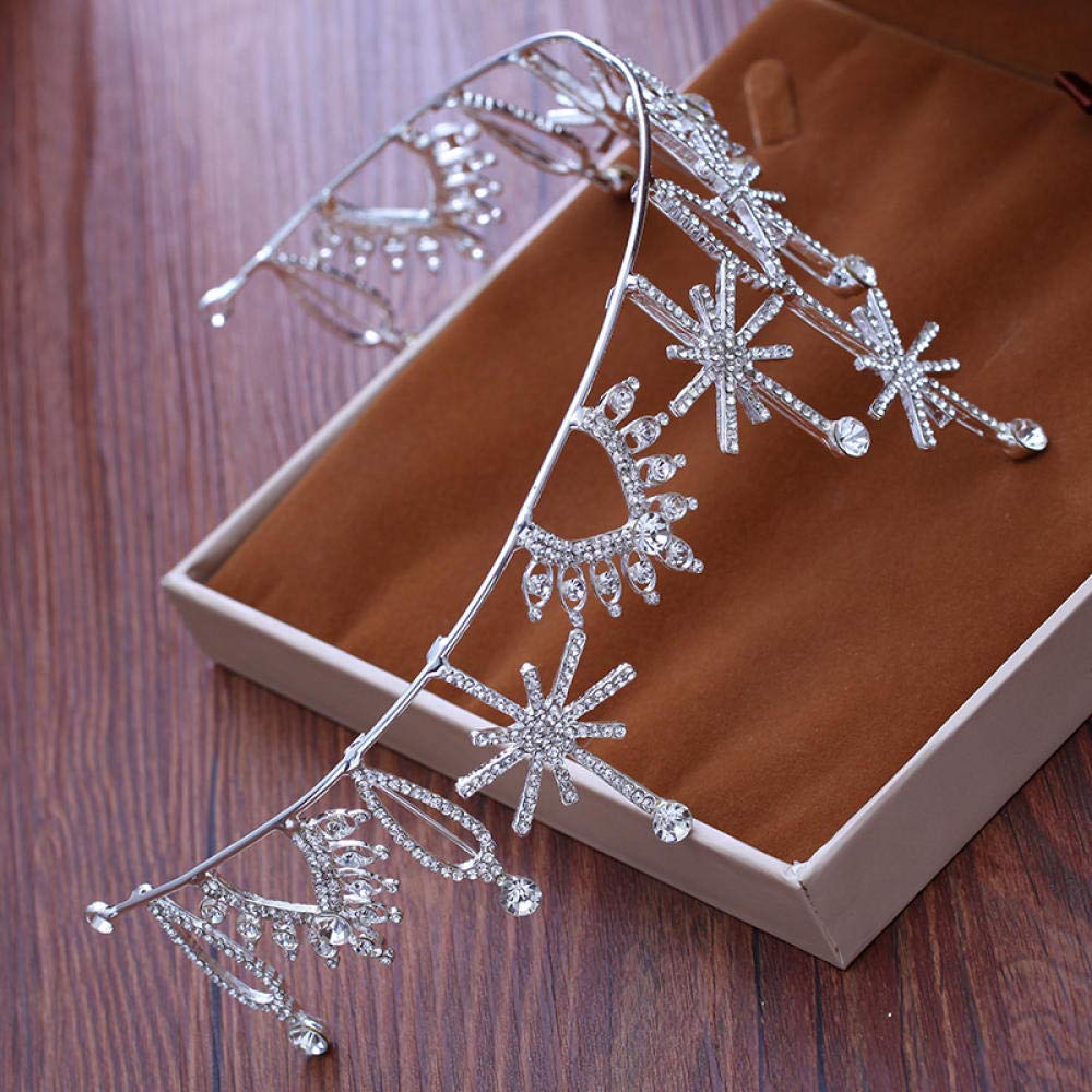 Tiara Ruinuo 316L'Alliage Argent Brillant Coiffe La Couronne Femmes Starlight Simple Fashion Mariage Accessoires Cheveux Serre-Tête Vintage Cadeau Parti