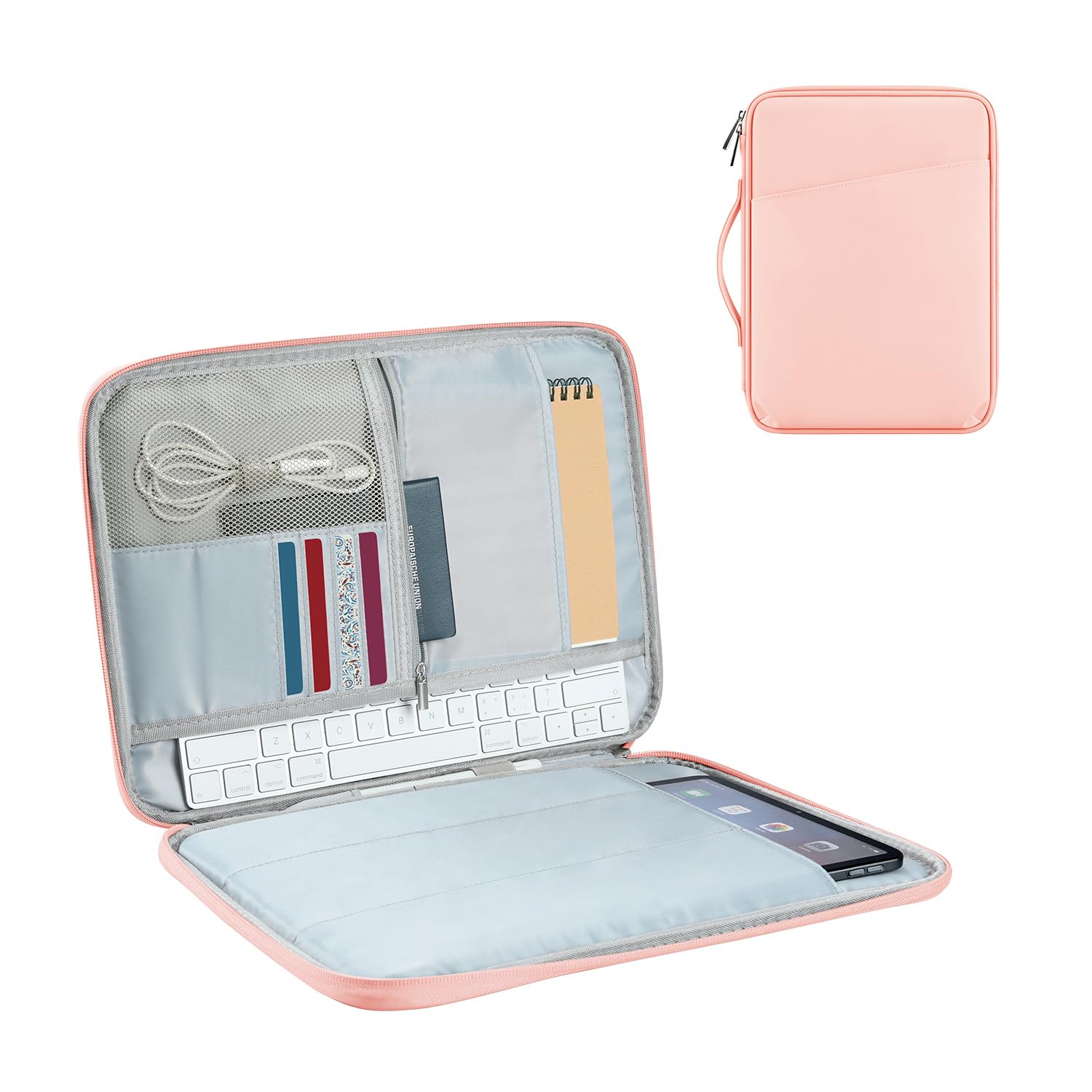 DDgro 12.9 inch Tablet Sleeve Carrying Bag - Ultimate Protection for Your iPad Pro, Surface Pro, Galaxy Tab S8 Plus and More! (PU-Pink, 12.9 inch)