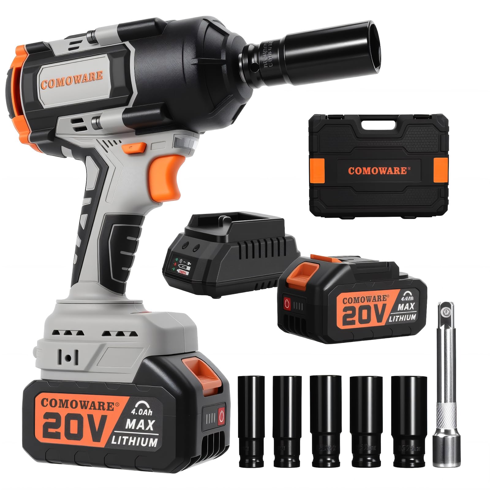 COMOWARE Cordless Impact Wrench 1/2 Inch