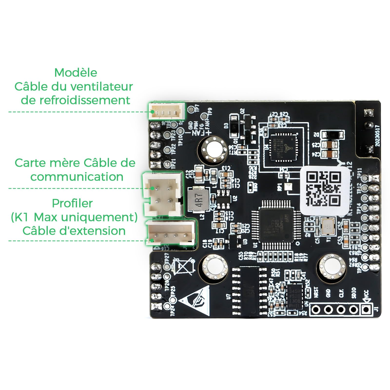 Creality Plaque d'adaptation Hotend K1/K1 Max/K1C/K1 SE, adaptateur de buse PCB officiel OEM PCB, kit de remplacement pour imprimante 3D