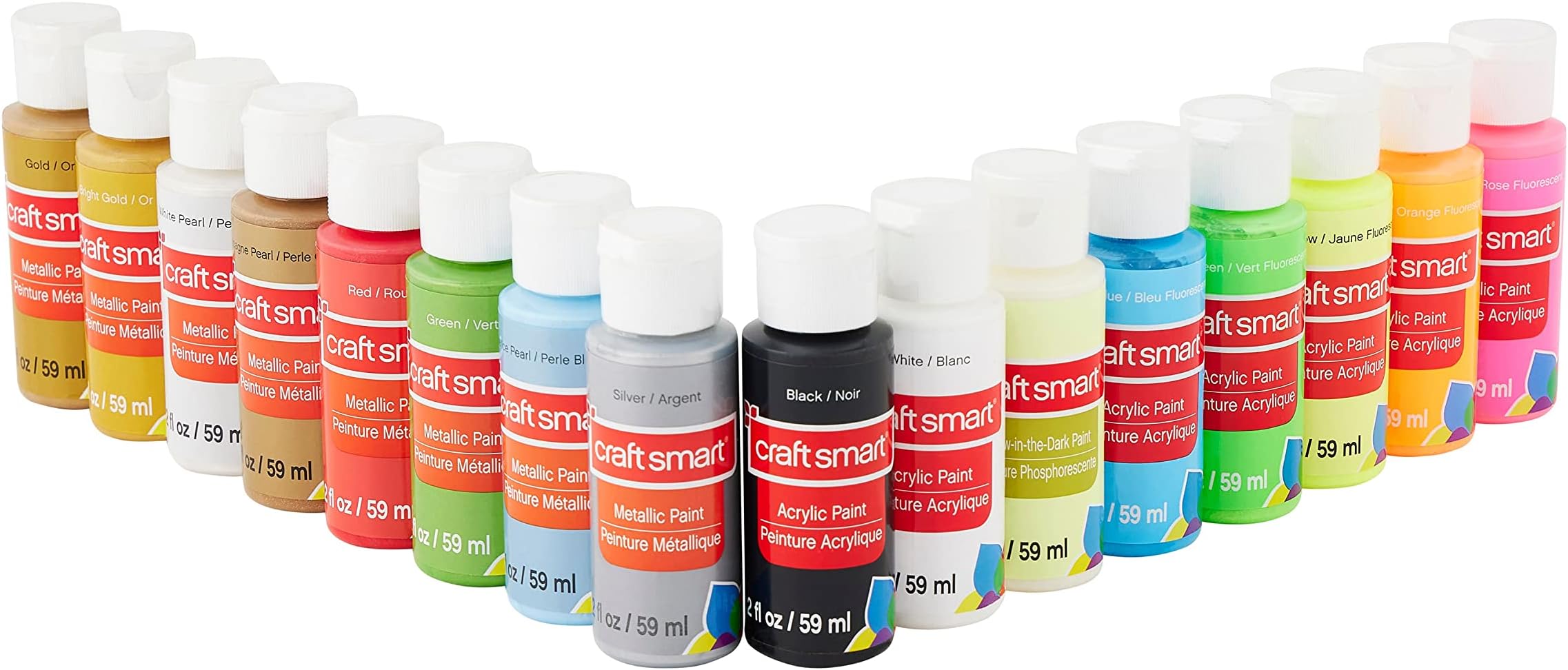 Craft Smart Metallic & Neon Acrylic Paint Set - Non-Toxic Paint for Drawing, Painting, Art & Crafts Supplies - 1 Pack