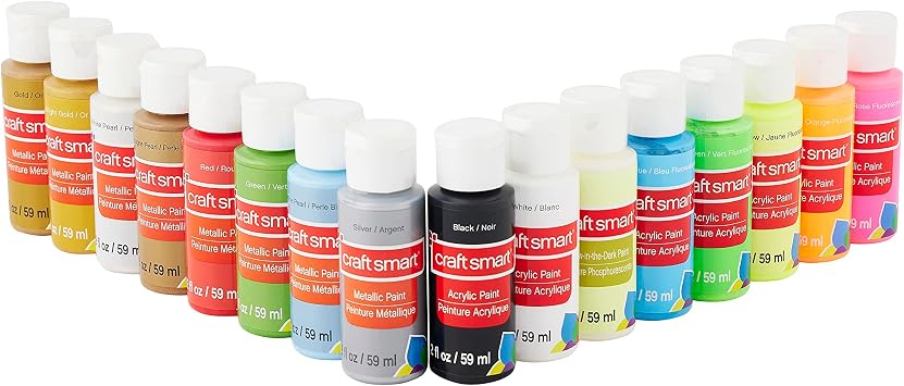 Craft Smart Metallic & Neon Acrylic Paint Set - Non-Toxic Paint for Drawing, Painting, Art & Crafts Supplies - 1 Pack