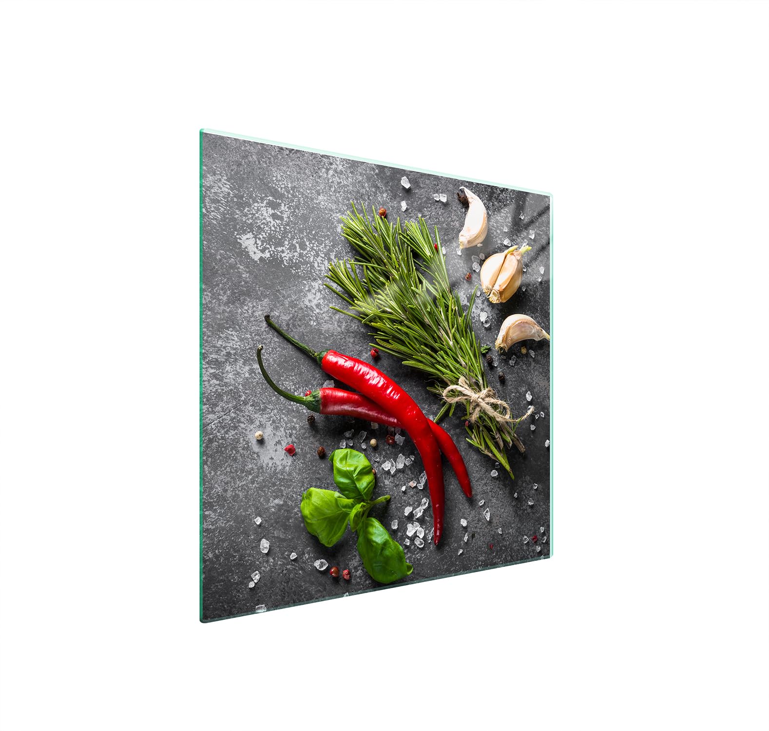 TMK ArtDeko Szklana płyta ochronna na kuchenkę 50x52 cm, szklana deska do krojenia, szklany panel do kuchni, Papryka