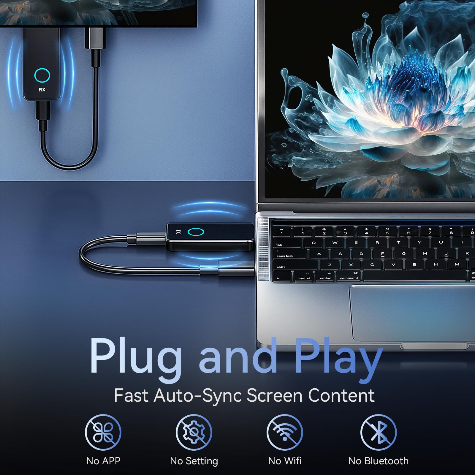 PWAYTEK Transmisor y Receptor HDMI inalámbrico con decodificación 4K, Salida 1080P, Alcance de 164 pies, Doble Banda 2.4G/5G; para PC, portátiles, TV y proyectores; Plug & Play (Negro 4K)