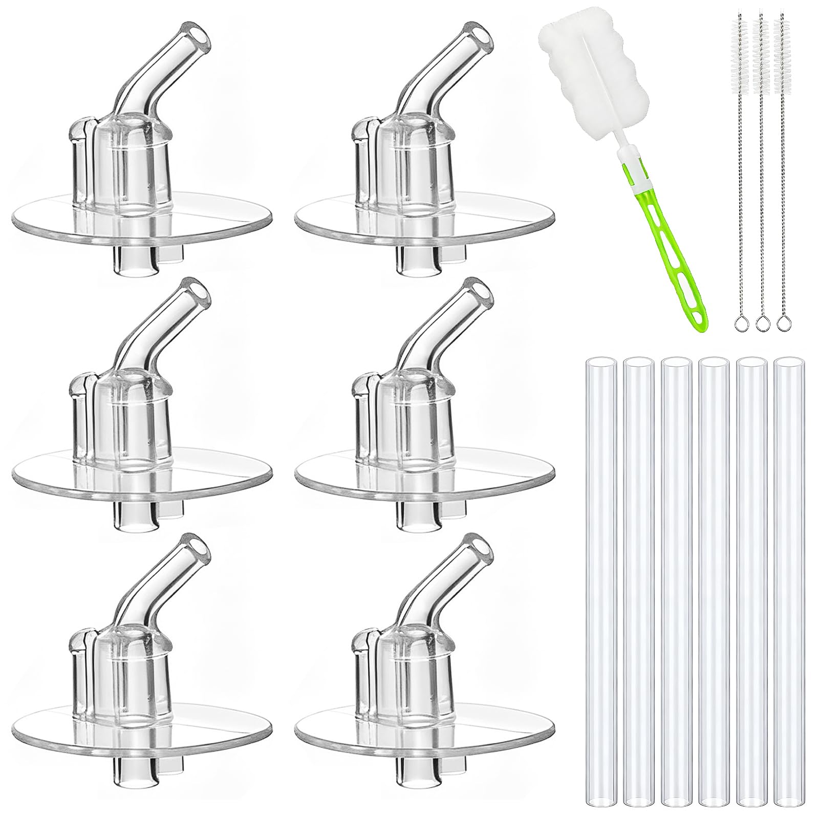 Hysagtek Replacement Straws for Thermos Funtainer 12 Ounce Bottles, 6 Set Replacement Part compatible with Thermos 12 oz (Model F401 & F410), 3Pcs Straw Cleaning Brushes and Bottle Cleaning Brush