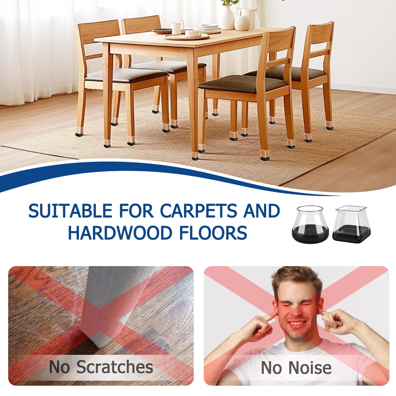 4Pcs Non Slip Furniture Pads, 3/4 Inch Round Clear Chair Leg Floor Protectors For All Floors And Sofas, Chairs, Beds Furniture Hardware - View #3