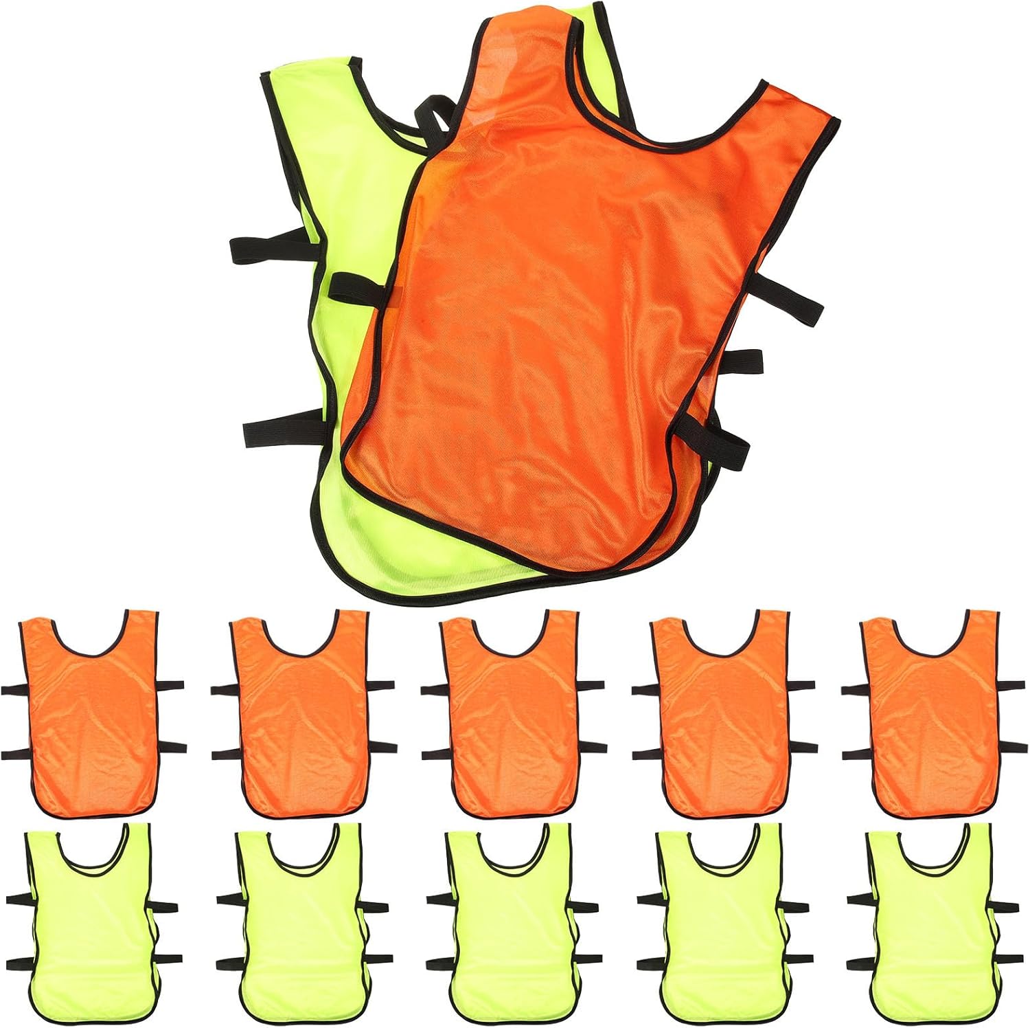 12pcs Soccer Basketball Training Vests Pinnies Reusable Lightweight Mesh Portable Sports Jerseys for Youth Team Practice and Scrimmage