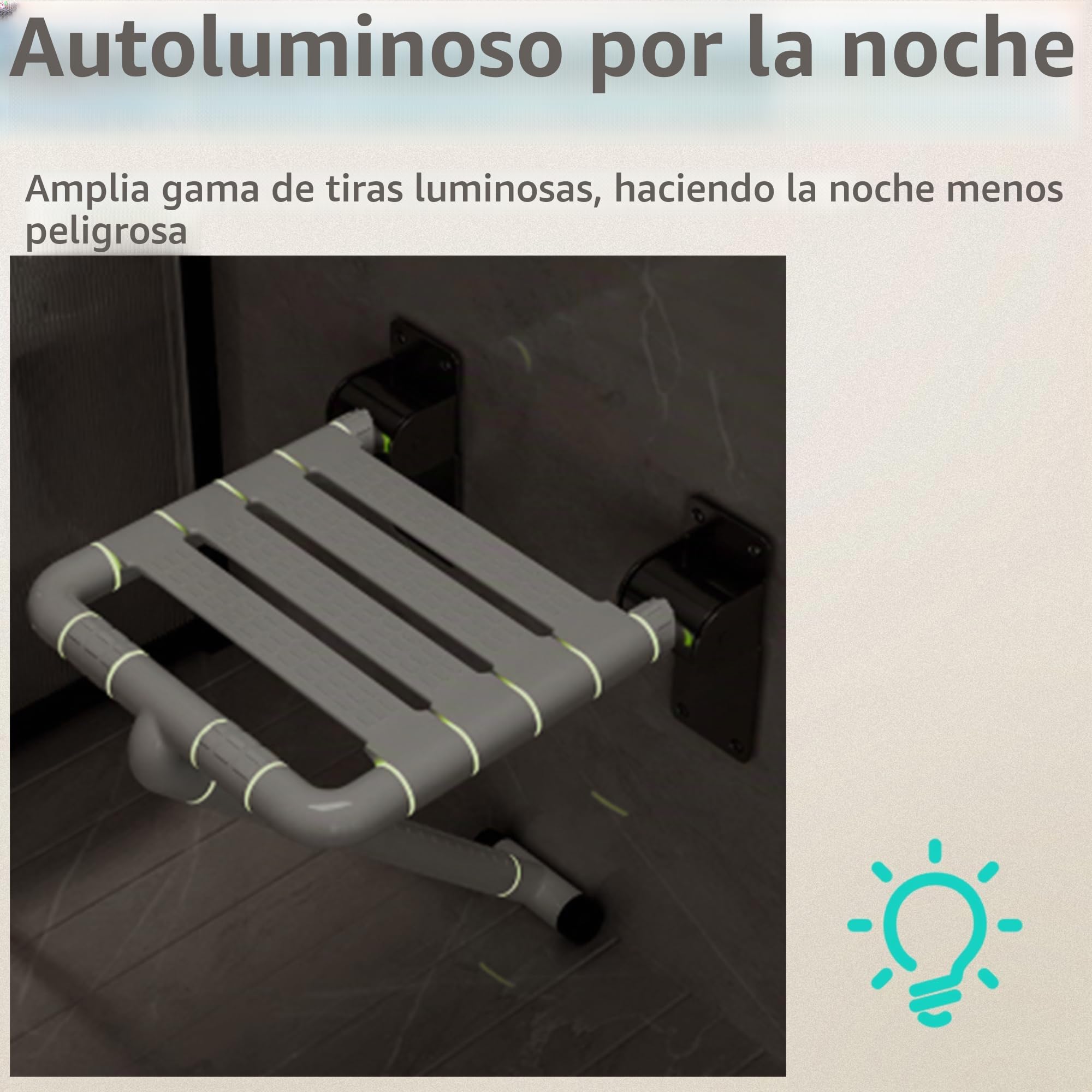 ITSOGOO Asiento de Ducha para Montaje en Pared,Silla de Ducha Plegable con Pies Antideslizantes,Acero Inoxidable 304 Taburete de Ducha para Personas Mayores Discapacitadas,hasta 250 kg,Blanco