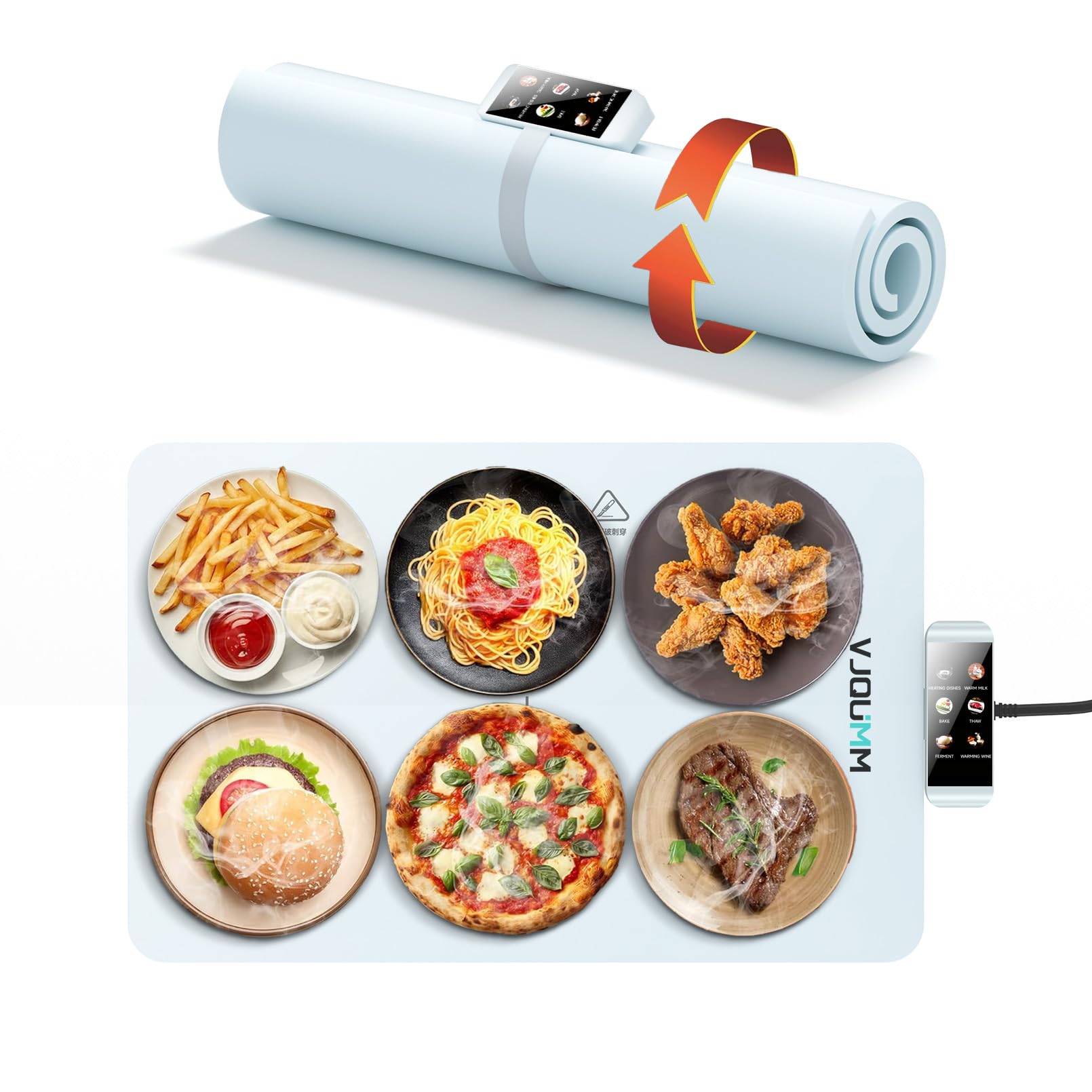 Warming Mat for Food,Elegant Electric Warming Tray, Hot Plate Electric, Perfect for Keeping Holiday Meals, Buffets, and Parties Food Warm,Tortilla Warmer More 24.80 x 15.35 x 0.51 inches (Light Blue)