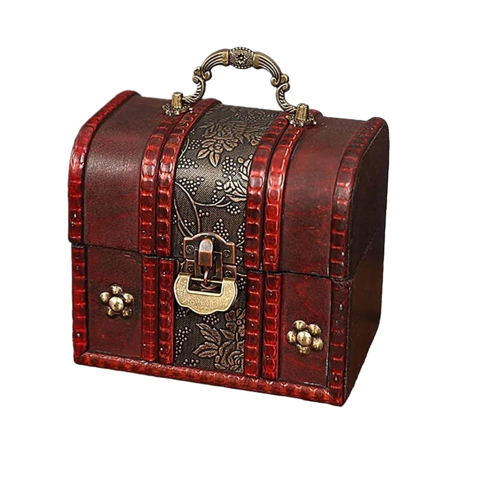 YShiuoL Wooden Storage Box Wooden Chest With Lock Retro Treasure Chests Vintage Wood Antique Style Jewelry Organizer Decorative Home Accessories(Style3)